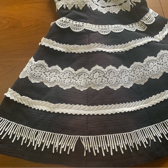 Vintage 80s Strapless Victor Costa Saks Fifth Ave Cocktai Dress Ribbon Eyelet - Picture 13 of 17